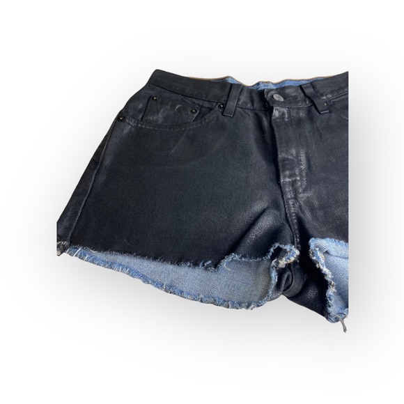 new LF Furst of a Kind ★ Levi's® 517’s® ★ Black Coated Cut Off Denim Shorts ★ - Picture 6 of 16